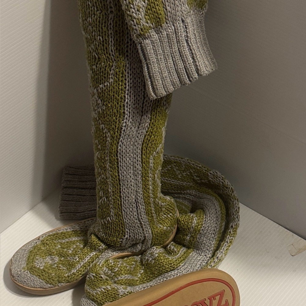 Stylish Gypsyz  Olive and Gray crochet Knit Sock boots